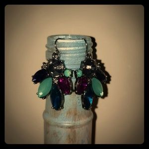 Purple and blue jeweled earrings